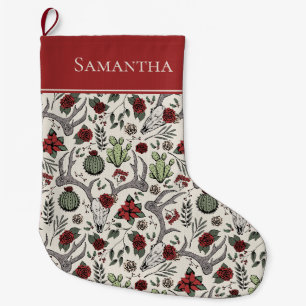 Red and Green Country Cowgirl Weihnachtsmann Antle Großer Weihnachtsstrumpf
