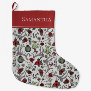 Red and Green Country Cowgirl Weihnachtsmann Antle Großer Weihnachtsstrumpf