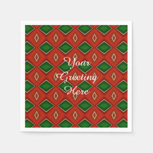 Red and Green Diamond Pattern Holiday Napkins Serviette