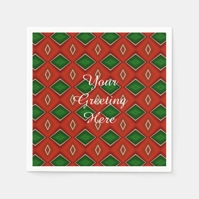 Red and Green Diamond Pattern Holiday Napkins Serviette (Vorderseite)