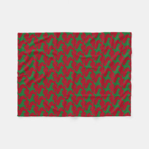 Red and Green Dinosaurier Christmas Fleece Blanket