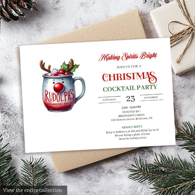 Red and green festive cocktails party invitation einladung (Red and green festive cocktails party invitation

)