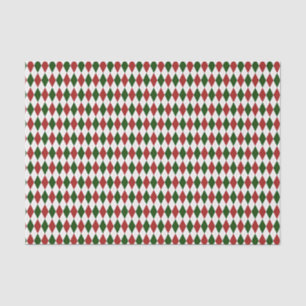 Red and Green Harlequin Diamond Raute Muster Seidenpapier