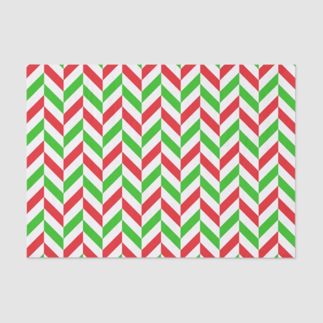 Red and Green Herringbone Muster Weihnachten Seidenpapier (Vorderseite)