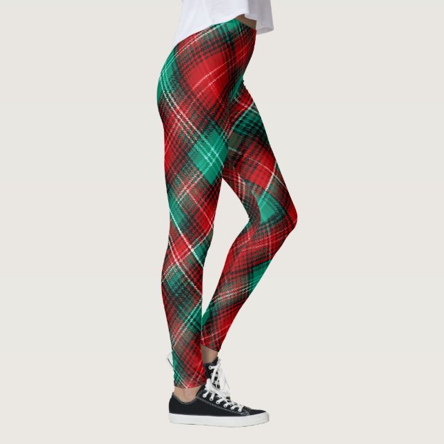 Red and green holiday plaid leggings (Rechts)