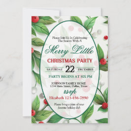 Red and Green Holly Christmas Party Invitation Einladung