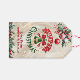 Red and Green Holly Holiday Gift Tag Geschenkanhänger