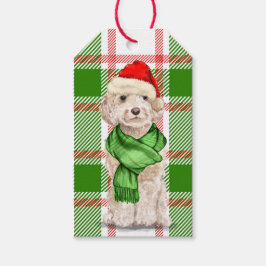 Red and Green Kariert Cockapoo Weihnachtsgebäck Ta Geschenkanhänger