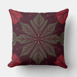 Red and Green Leaf Square Throw Pillow Kissen