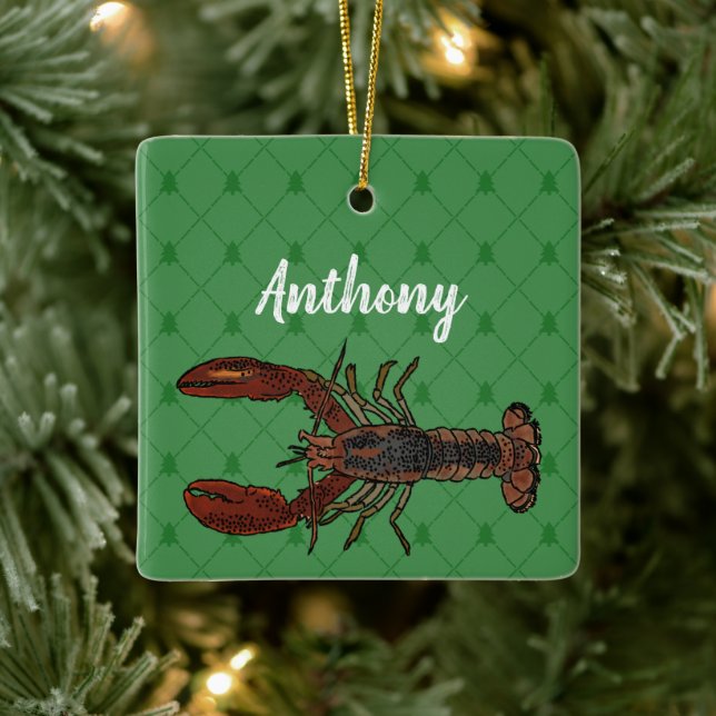 Red and Green Lobster Personalized Keramikornament (Baum)
