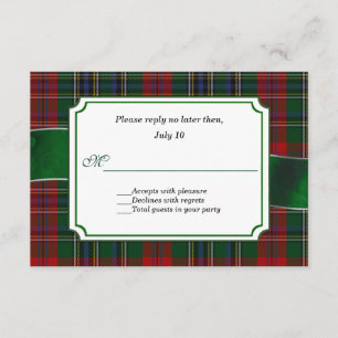 Red and Green MacClain Tartan Wedding RSVP Karte