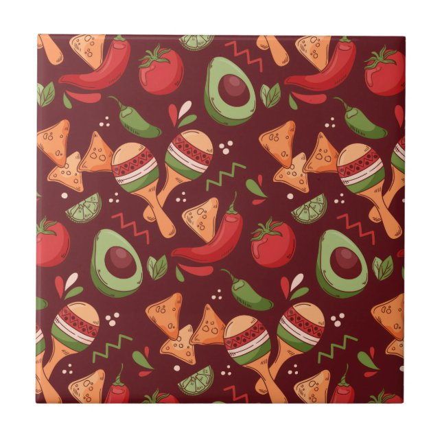 Red And Green Mexican Food Fliese (Vorderseite)