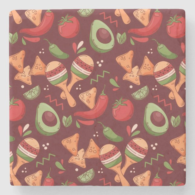 Red And Green Mexican Food Steinuntersetzer (Vorderseite)