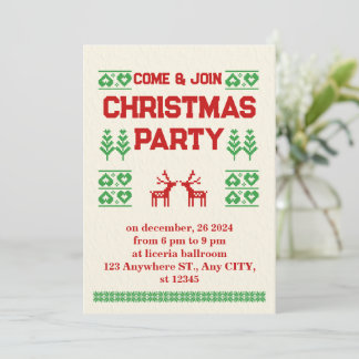 Red and Green Modern Pixel Christmas Party Feiertagskarte