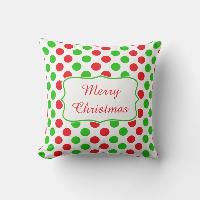 Red and Green Polka Dot Pattern Weihnachten Kissen (Vorderseite)