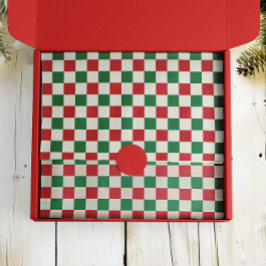 Red and Green Retro Holiday Check Pattern Seidenpapier