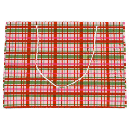 Red and Green Scotland Christmas Tartan Große Geschenktüte