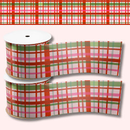 Red and Green Scotland Christmas Tartan Satinband