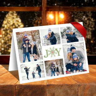 Red and Green Snowflake Joy Multi Foto Feiertagskarte