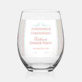 Red and Green Stripe Christmas Dinner Party Favor Weinglas Ohne Stiel