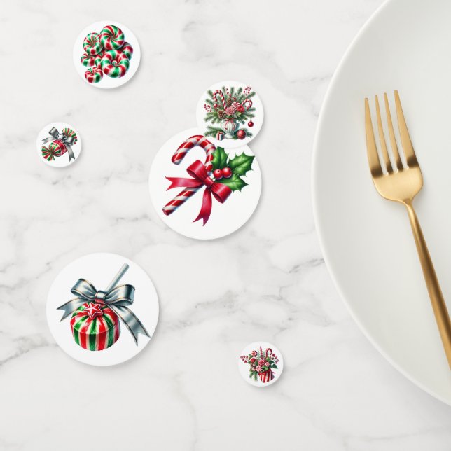 RED AND GREEN STRIPED HOLIDAY CHRISTMAS CANDY KONFETTI (Gruppe)