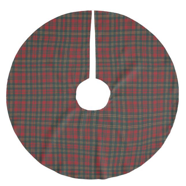 Red and Green Tartan Plaid Polyester Weihnachtsbaumdecke (Vorderseite)