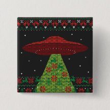 Red and Green UFO Traktor Beam Ugly Christmas