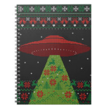 Red and Green UFO Traktor Beam Ugly Christmas