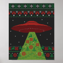 Red and Green UFO Traktor Beam Ugly Christmas