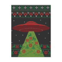 Red and Green UFO Traktor Beam Ugly Christmas