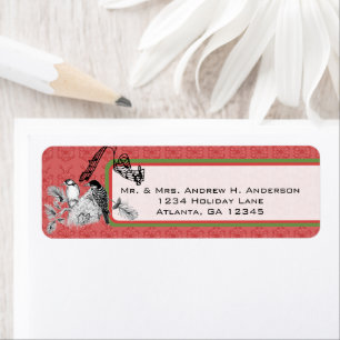 Red and Green Vintag Woodpecker Christmas Labels