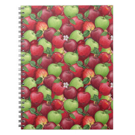 Red and Green Watercolor Apple Pattern Notizblock