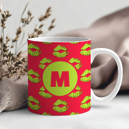 Red and Green XOXO Kissing Lips Personalized Kaffeetasse