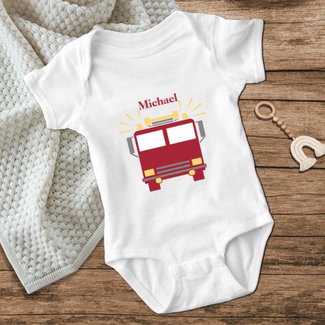 Red and Grey Fire Truck Baby Strampler (Von Creator hochgeladen)