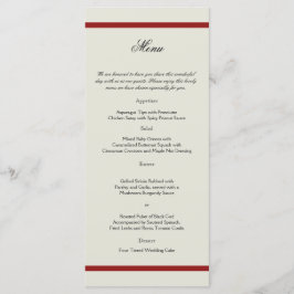 Red and Ivory Filigree Vintage Wedding Menu Menükarte