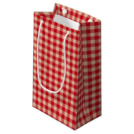 Red and Kraft Country Gingham Christmas Kleine Geschenktüte