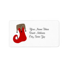 Red and Leopard Christmas Strumpf Address Label Adressaufkleber
