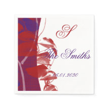 Red and Lila Leaf Design Wedkin Napkin