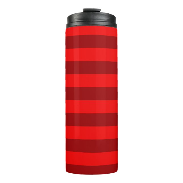 Red and Maroon Stripes Design Thermosbecher (Vorderseite)