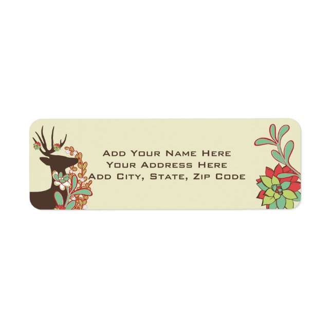 Red and Mint Deer Holiday Address Labels (Vorne)