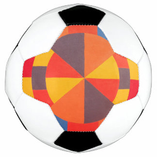Red and Orange Abstract Bullseye Soccer Ball