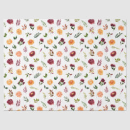 Red and Orange Flowers with Foliage Pattern Seidenpapier