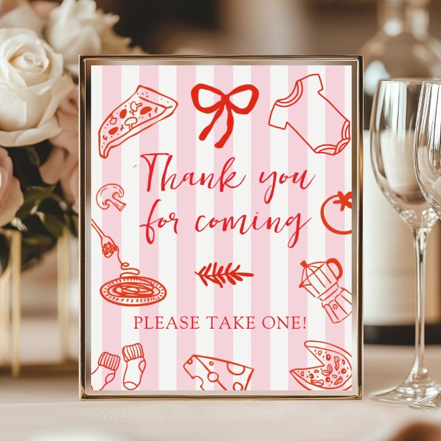Red and Pink Baby Shower Thank you for coming Sign Poster (Red and Pink Baby Shower Thank you for coming sign)