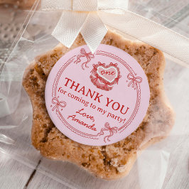 Red and Pink Bow Girls Just Wanna Be One Birthday Runder Aufkleber