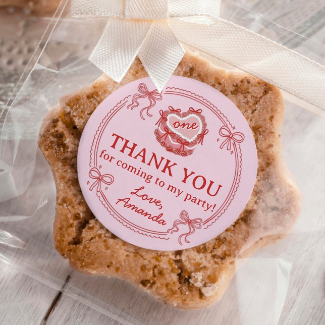 Red and Pink Bow Girls Just Wanna Be One Birthday Runder Aufkleber (Von Creator hochgeladen)