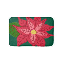 Red and Pink Christmas Poinsettia Badematte