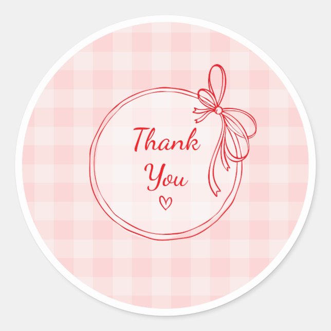 Red and Pink Coquette Thank You Circle Sticker (Vorderseite)