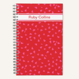 Red and Pink Ditsy Floral Notebook Notizbuch