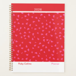 Red and Pink Feminine Minimalist Floral Large Planer