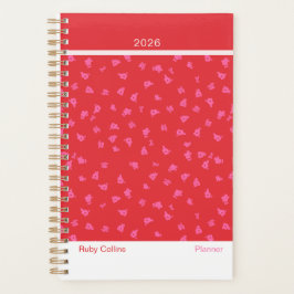 Red and Pink Feminine Minimalist Floral Planner Planer